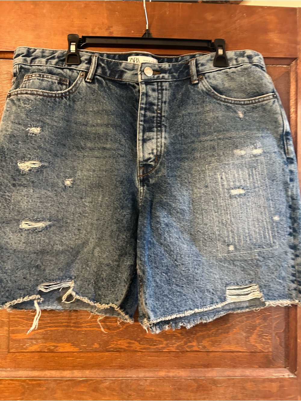 Zara Light Blue Washed Denim Shorts